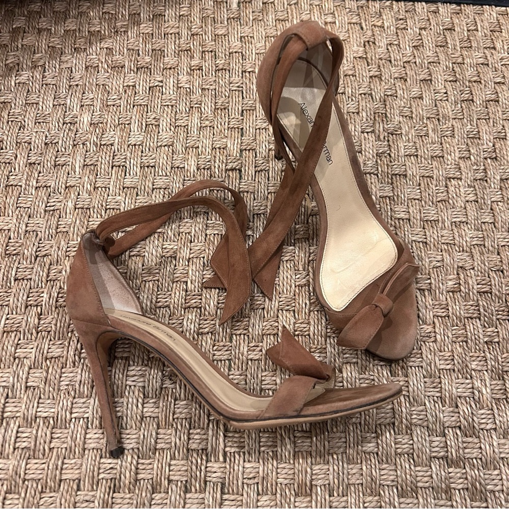 Alexandre Birman Clarita 100mm Tobacco Suede Sandals Heels 38